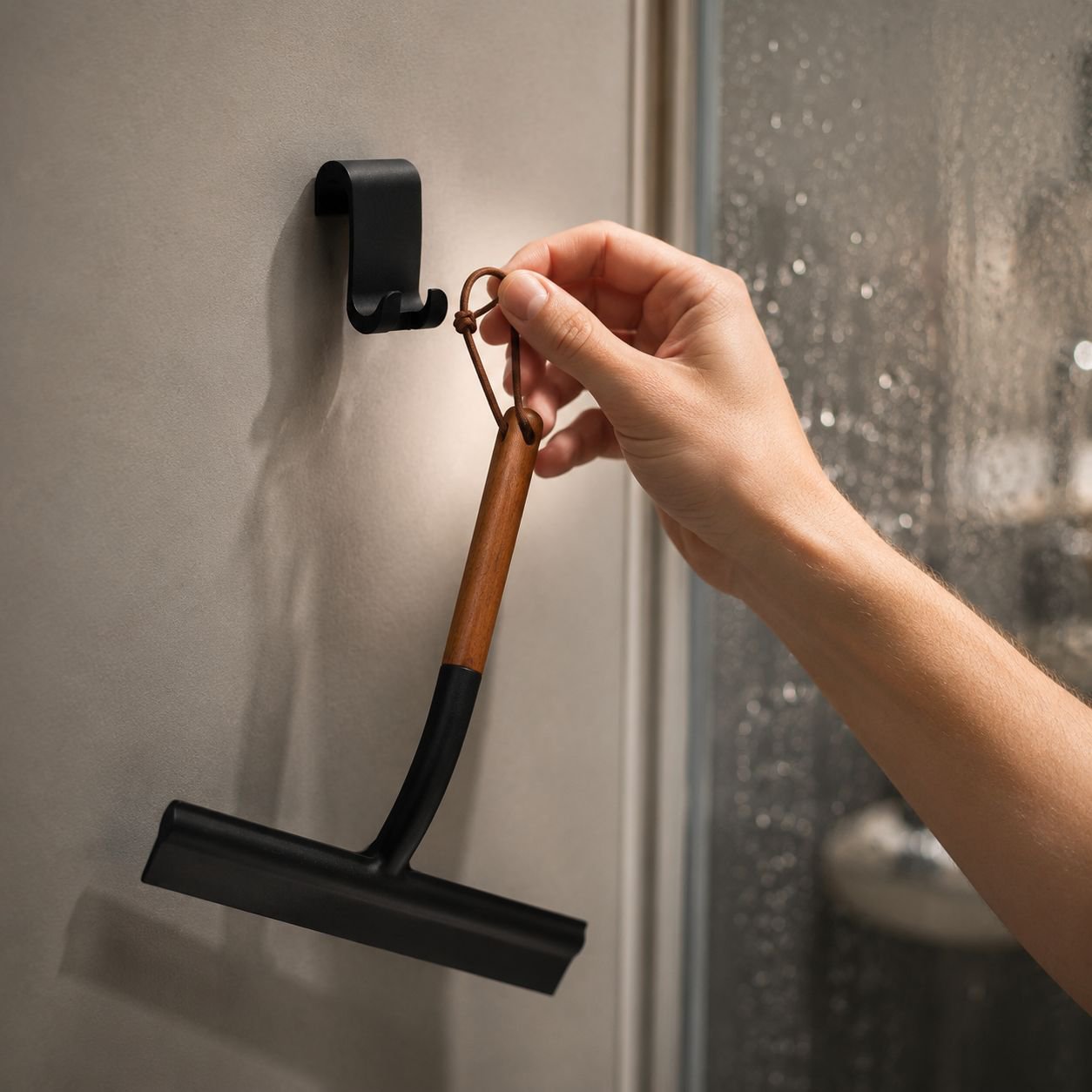 Water being wiped away by silicone squeegee