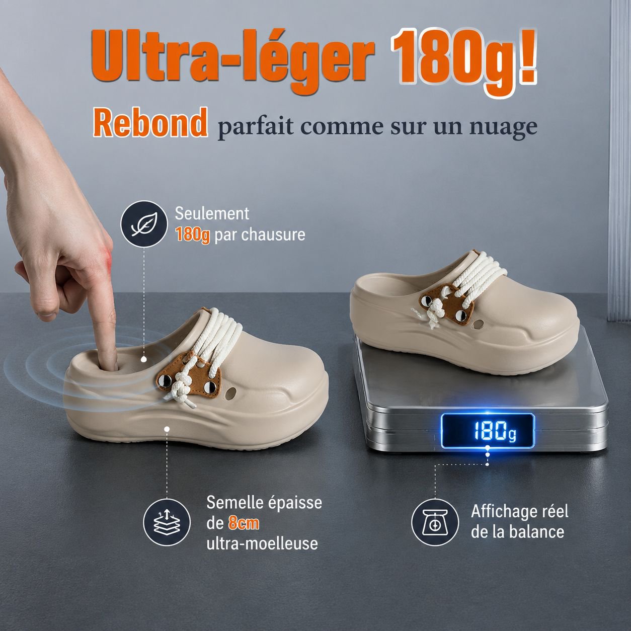 Sabots femme plateforme légère EVA, confortables, affine la jambe, intérieur/extérieur