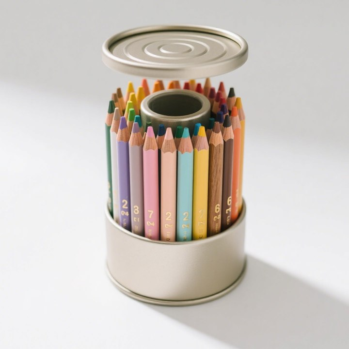 Detail barevných tužek s veselými obrázky