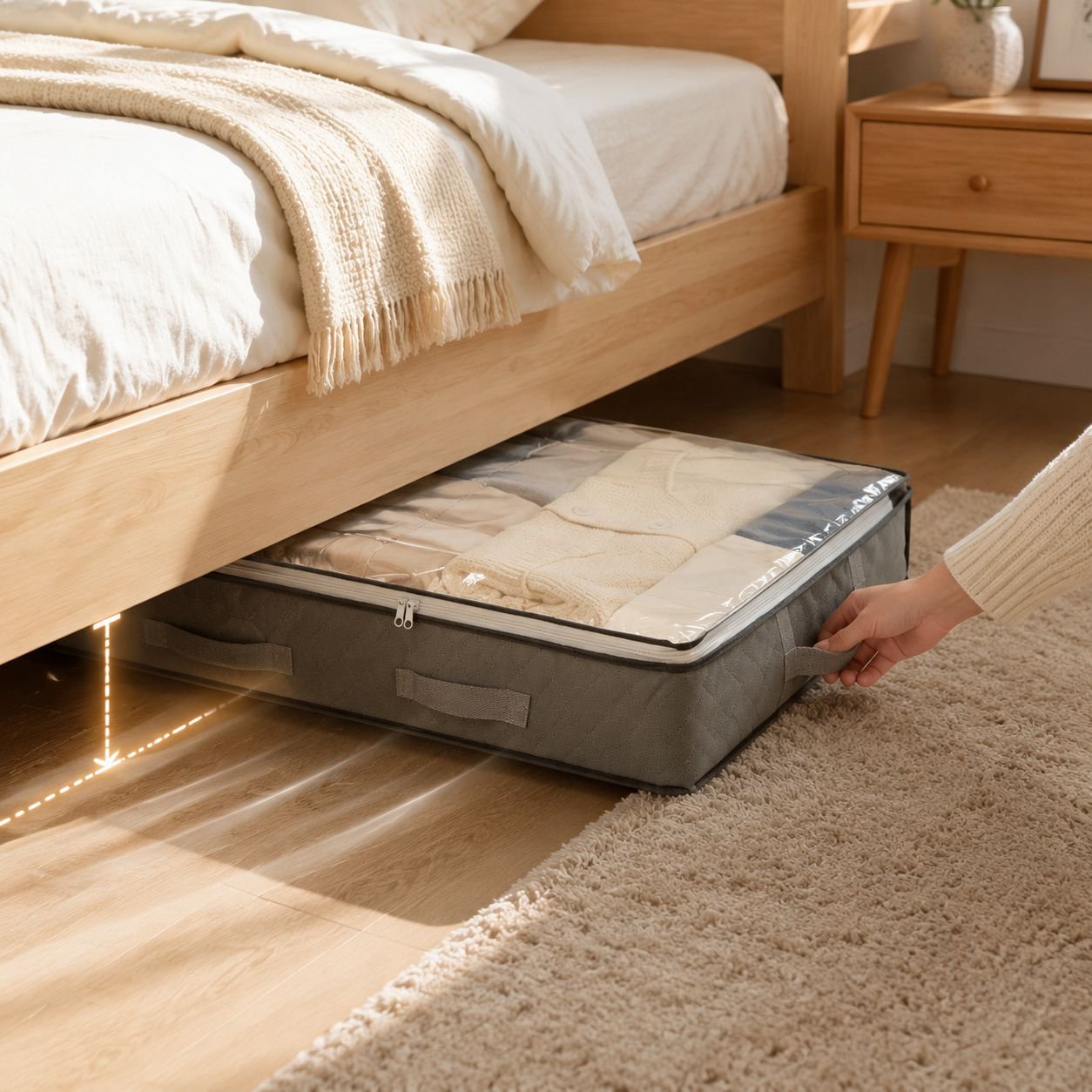 Foldable Non-woven Fabric Under-bed Storage Box for Clothes and Quilts