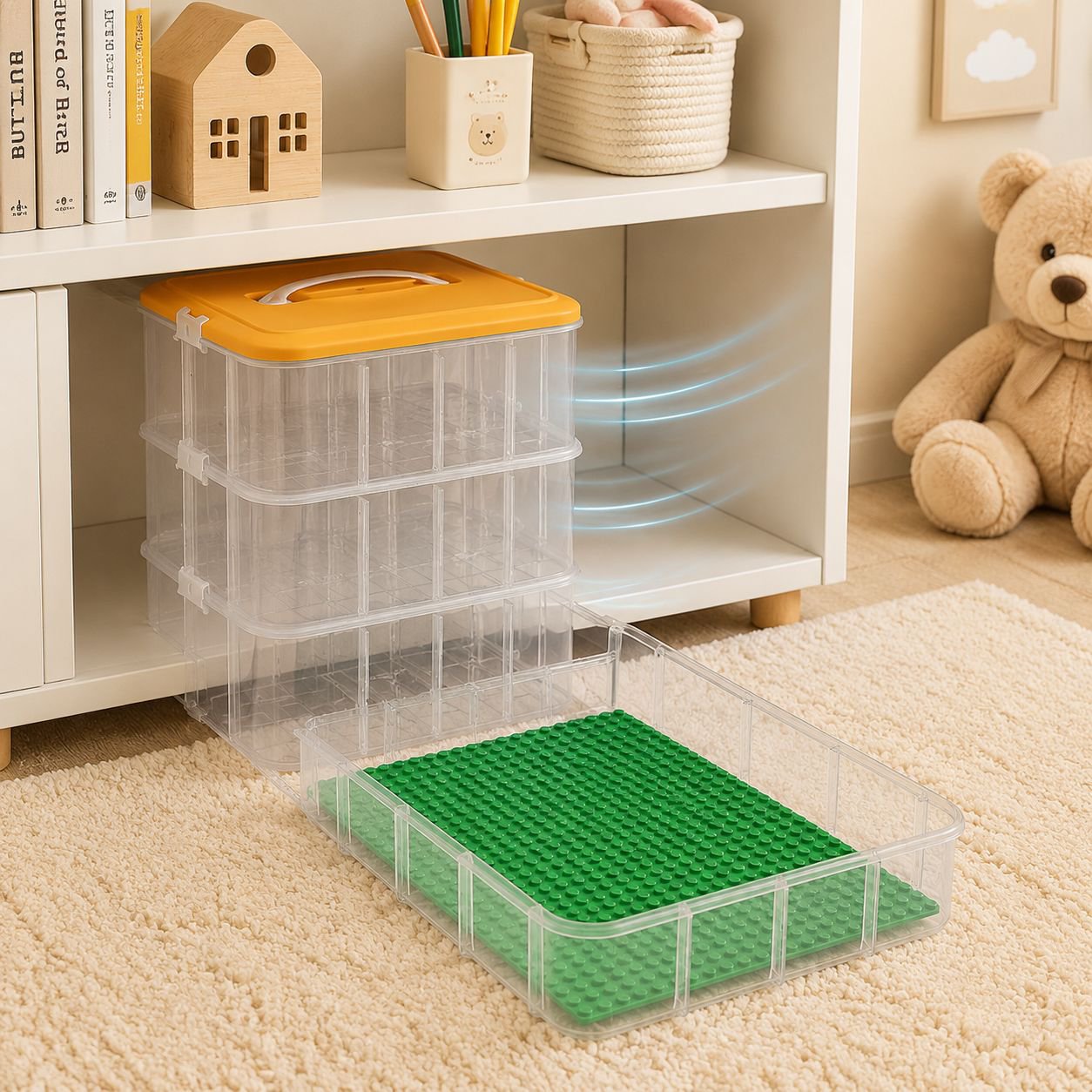 Caja de almacenamiento transparente de gran capacidad apilada