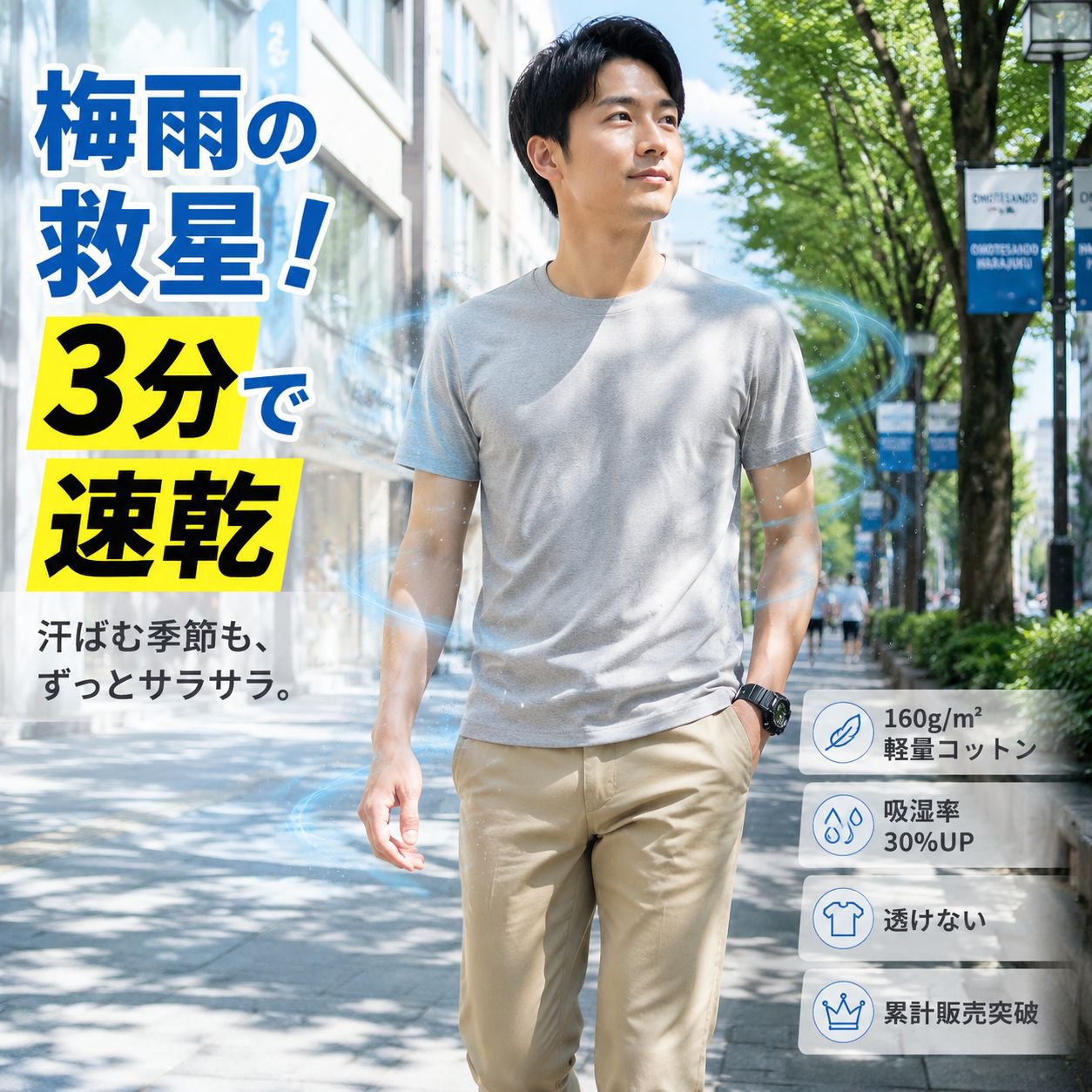 夏用メンズ綿素材シンプル半袖Tシャツ