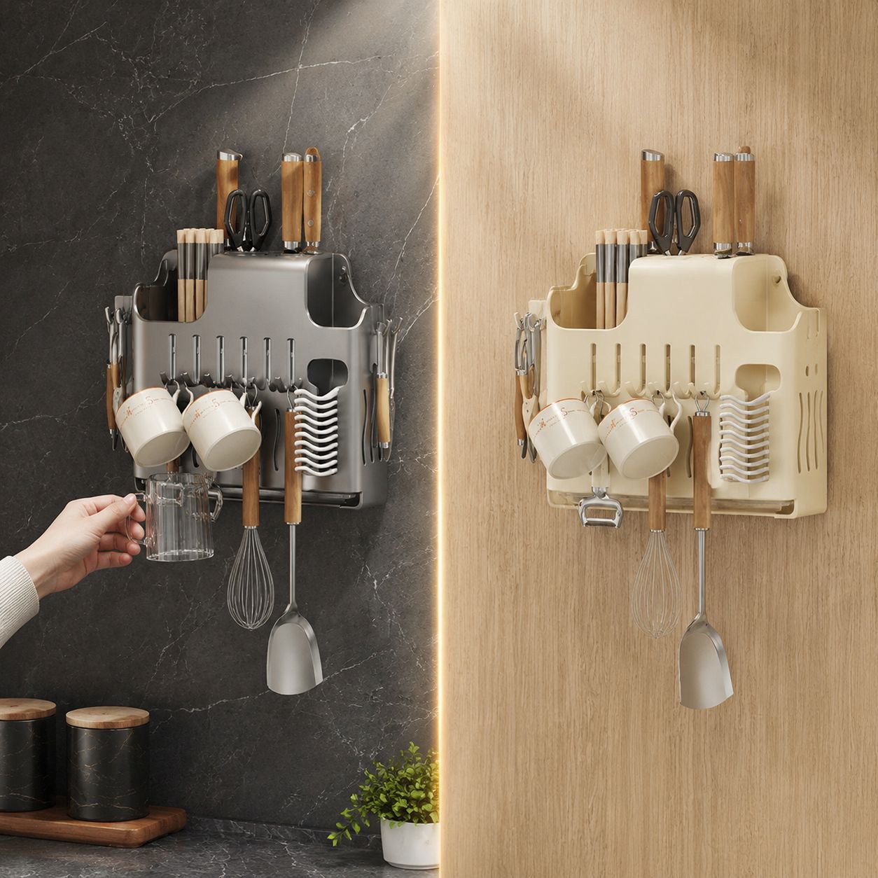 Kitchen multifunctional hanging rack
