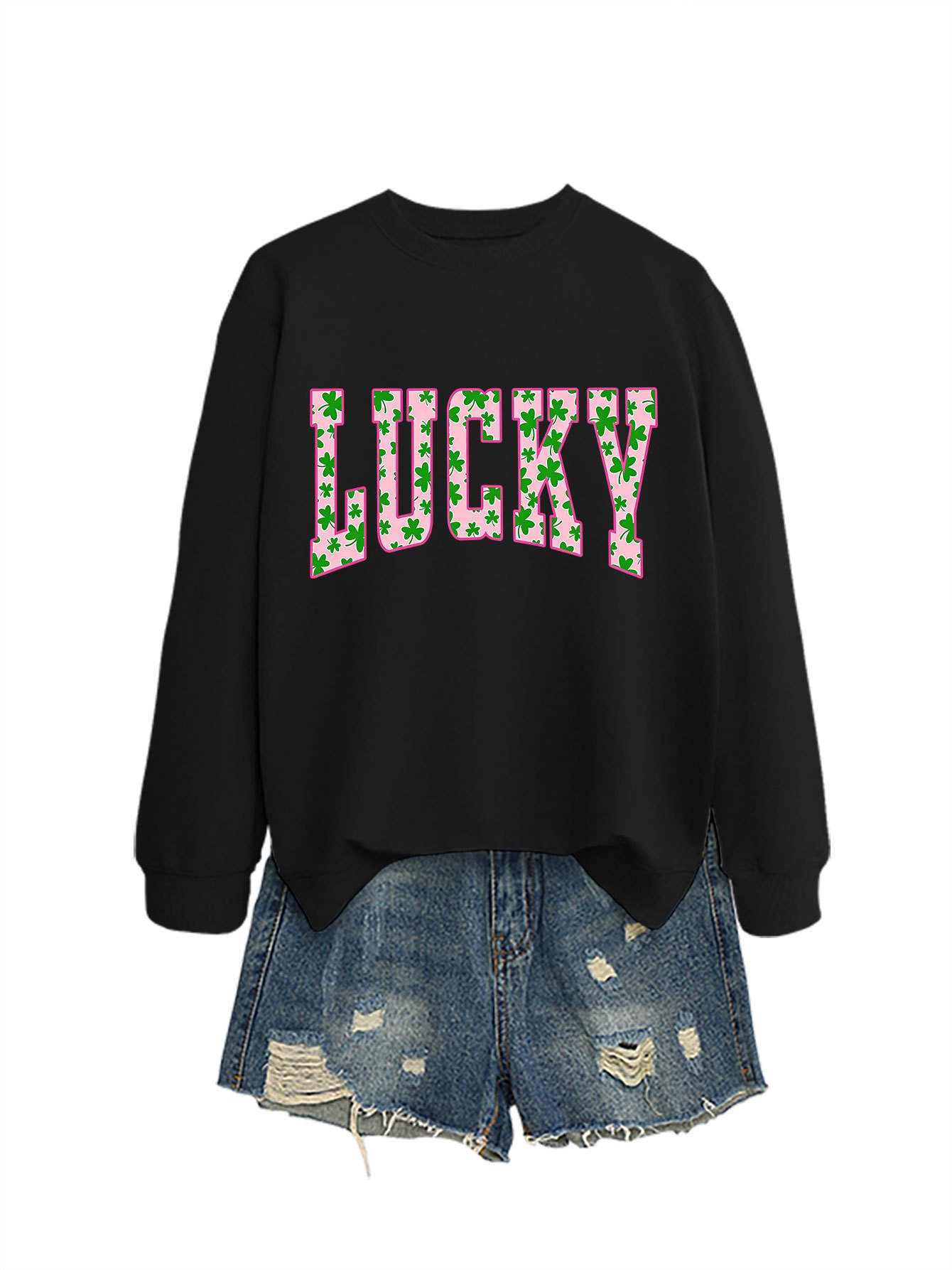 【Lucky Arrival】Pink Clover Women's Sweatshirt