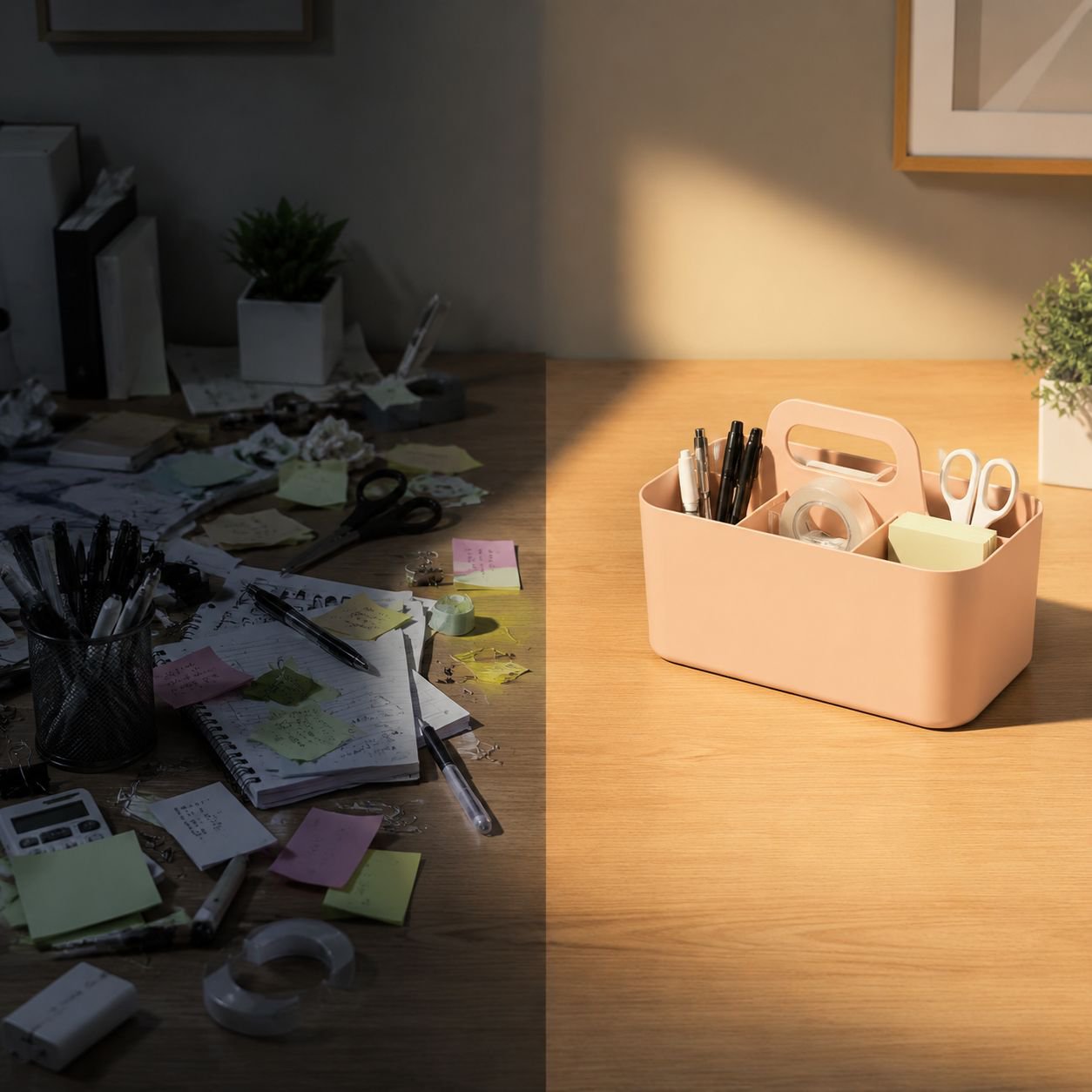 Modern stackable desktop storage container