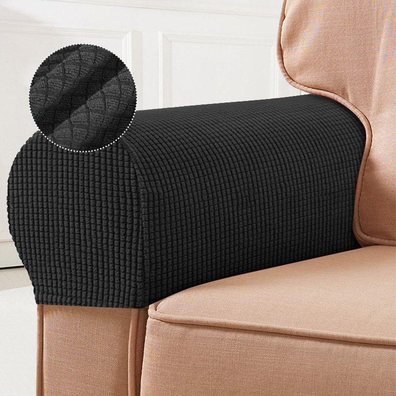 Plaid Fabric Sofa Armrest Protector Stretch Cover for All Seasons