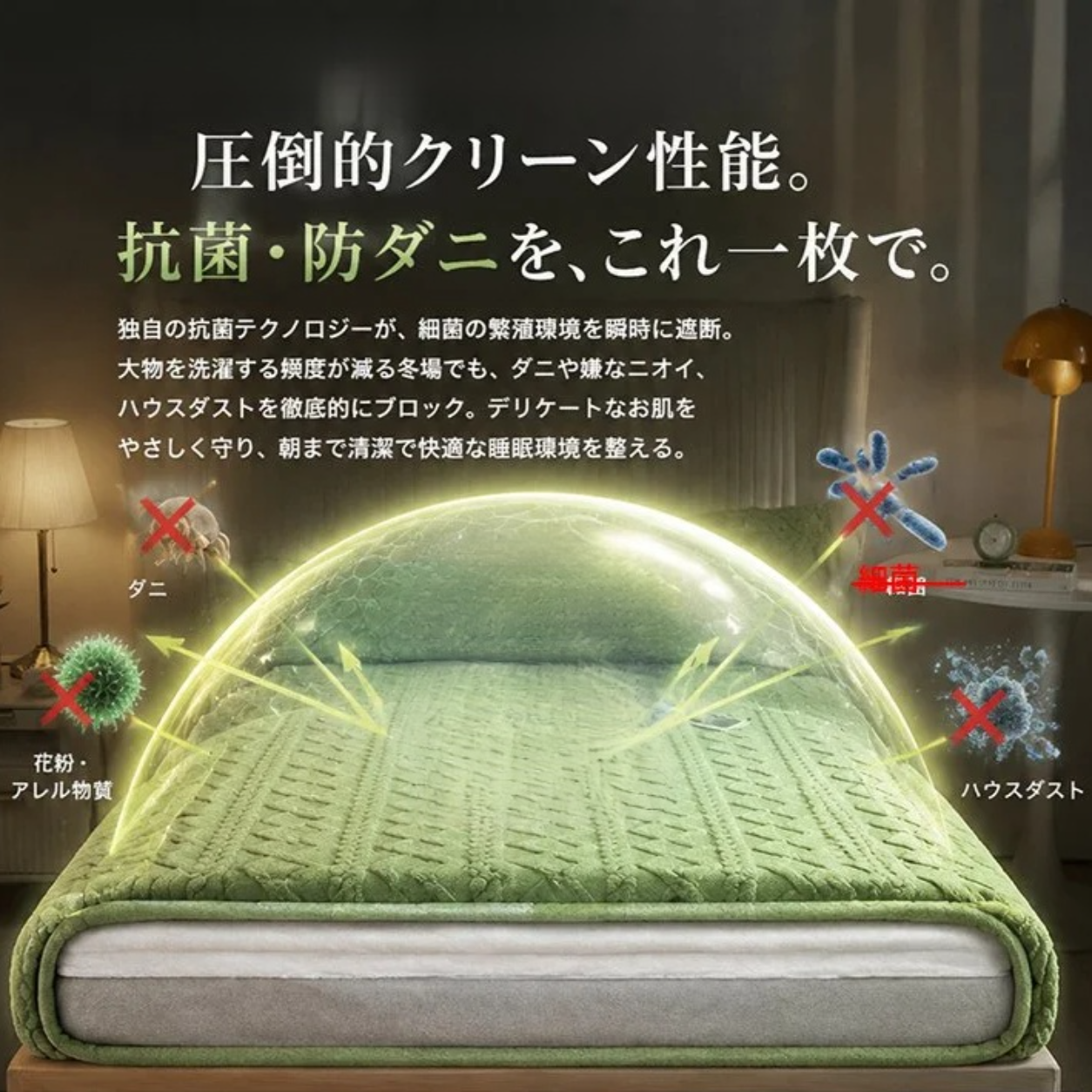 冬用、全面を覆う厚手の暖かいマットレスプロテクター。コーラルフリースとミルクフリースを使用。