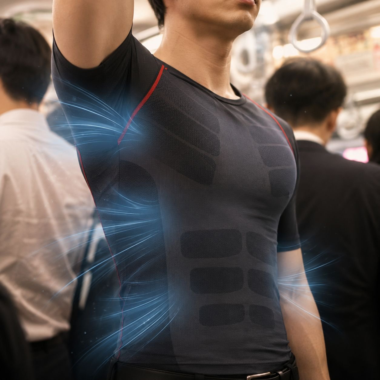 メンズスポーツ速乾タイトTシャツ、フィットネストレーニング通気トップス