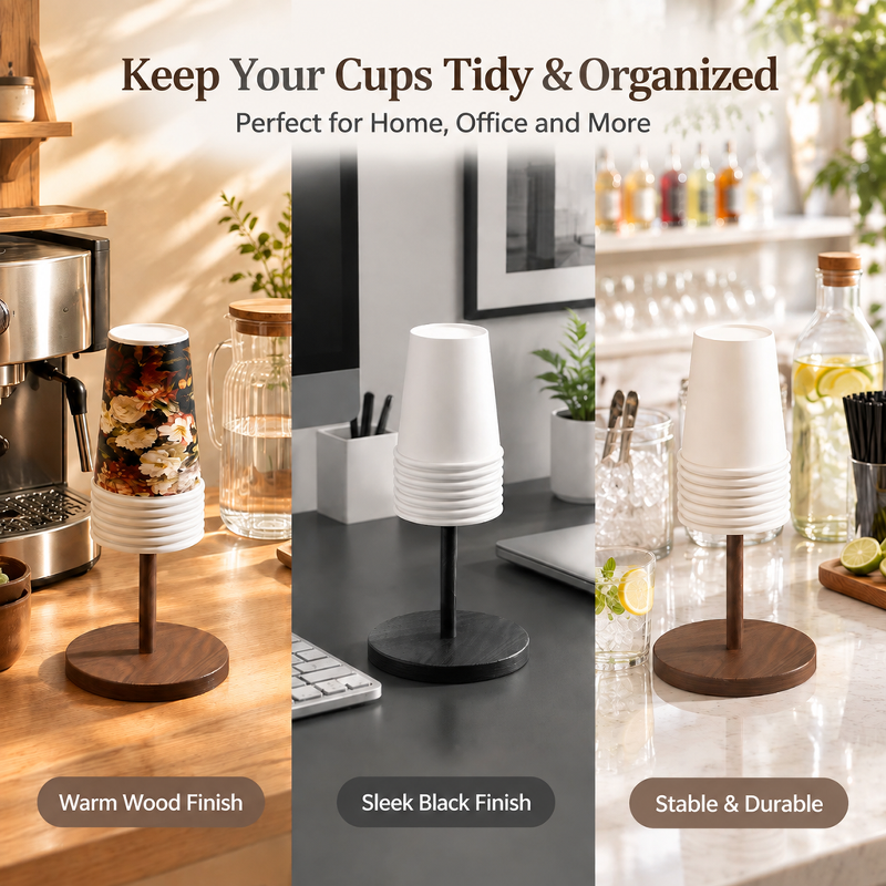 New Year's Style Walnut Color Paper Cup Holder, High-Value Paper Cup Holder, Solid Wood Cup Re