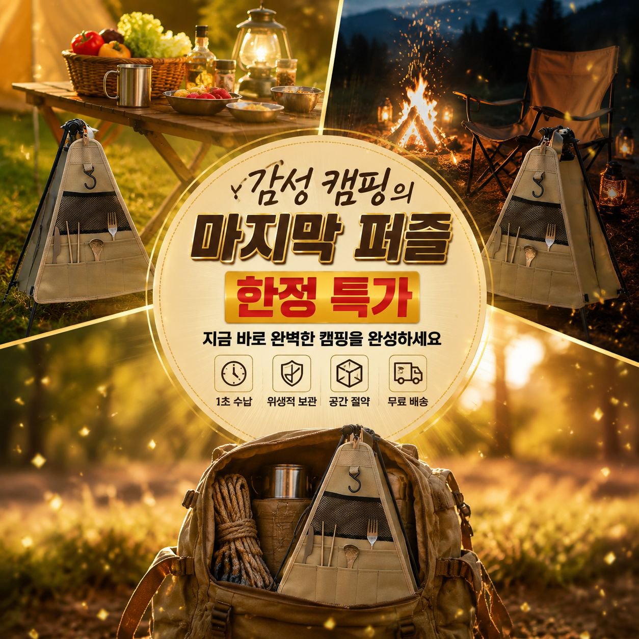 캠핑 야외 삼각 선반 다기능 수납가방