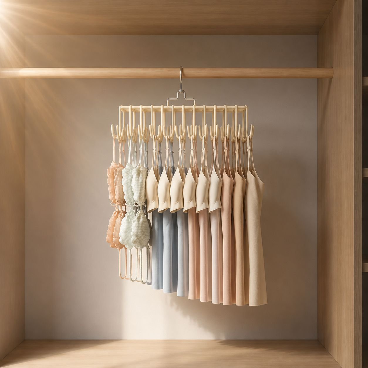 Anti-slip storage vest double hook clothes rack, student dormitory suspender underwear hanger, house