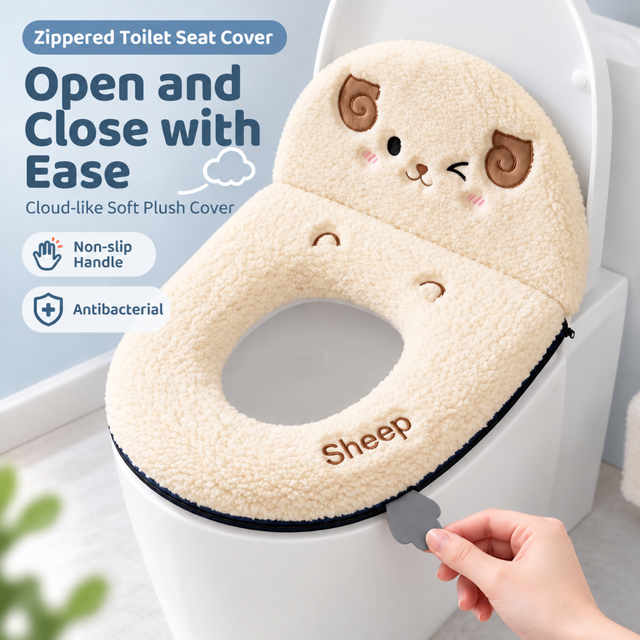 New style toilet seat cushion, cute and thickened plush, washable, suitable for all seasons, perfect