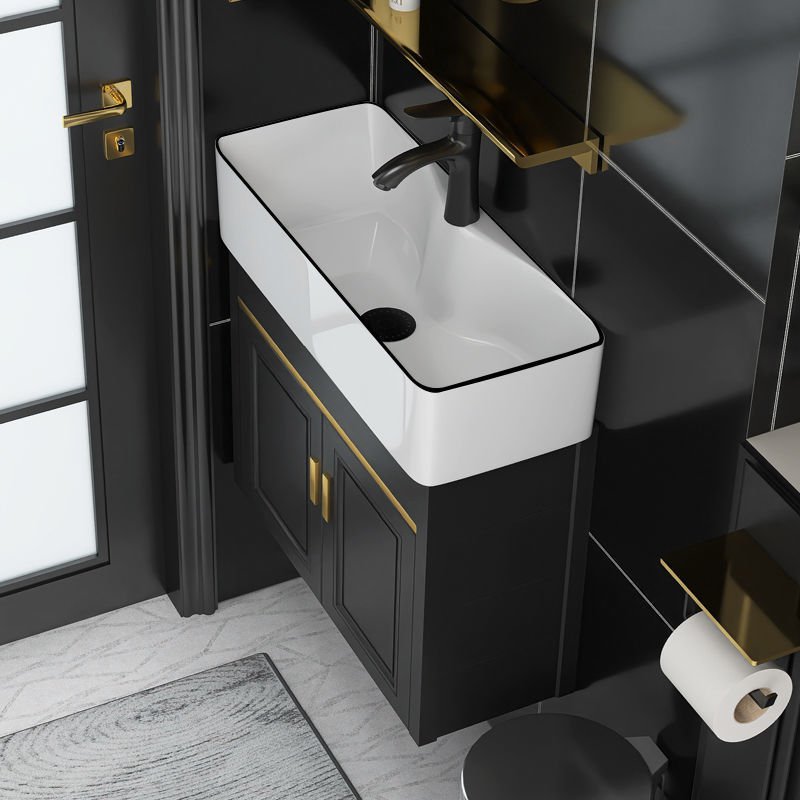 Compact Bathroom Vanity with Space Aluminum Cabinet and Ceramic Sink