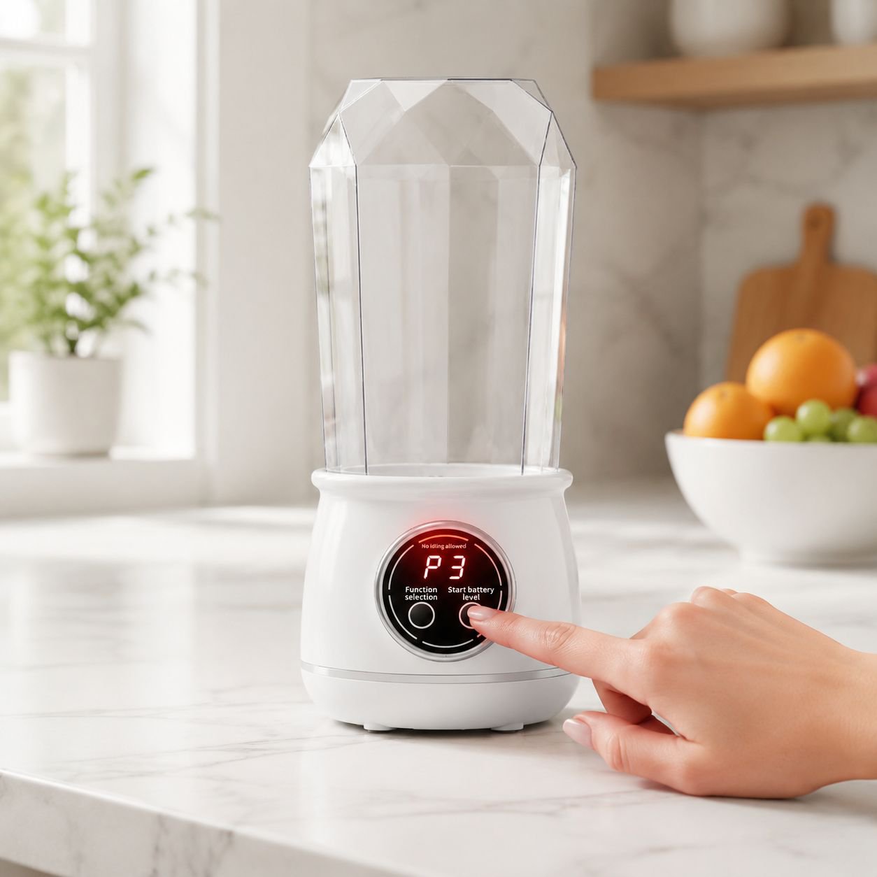 Electric orange juicer extracting fresh citrus juice