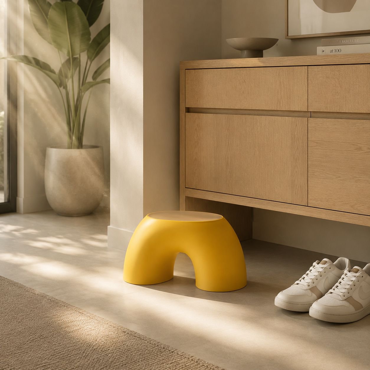Bequemer Regenbogenhocker für Zuhause, schlichtes Design