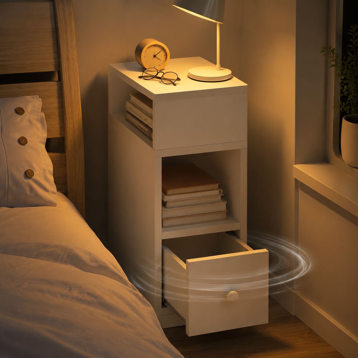Simple Style Storage Bedside Table