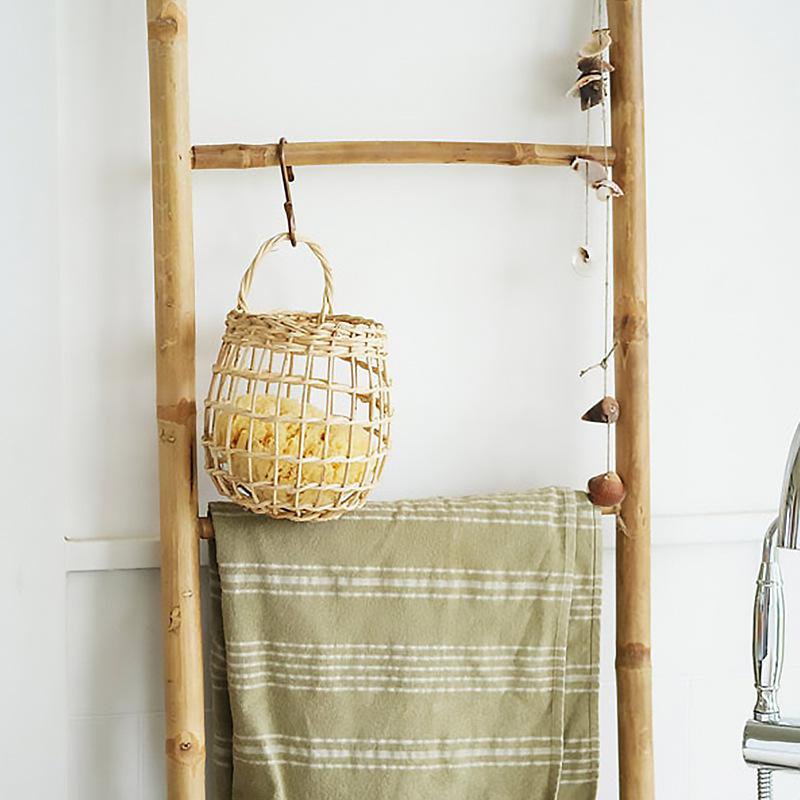 Nordic Woven Rattan Basket for Kitchen Garlic and Ginger Storage, Wall-Mounted Hanging Basket