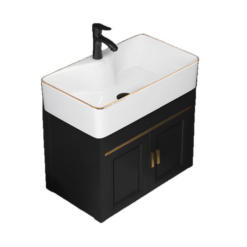 Ceramic integrated basin for bathroom cabinet