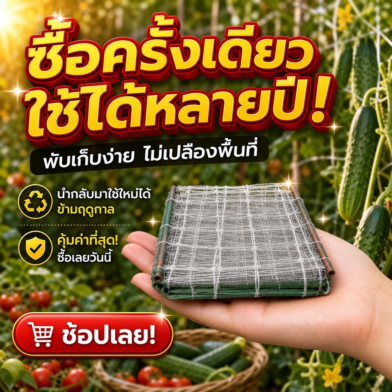 ตาข่ายปีนต้นไม้ DIY สำหรับสวน ขนาด 5x15 ฟุต