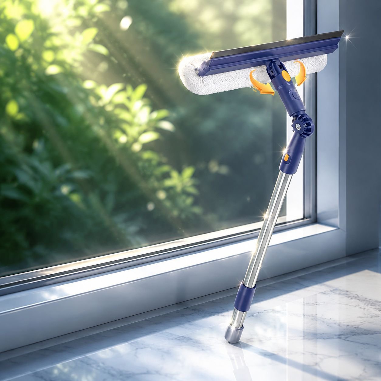 Easy-to-use telescopic window cleaning tool