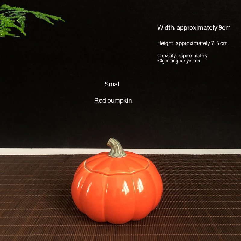 Decorative autumn kitchen canister shaped like a pumpkin
