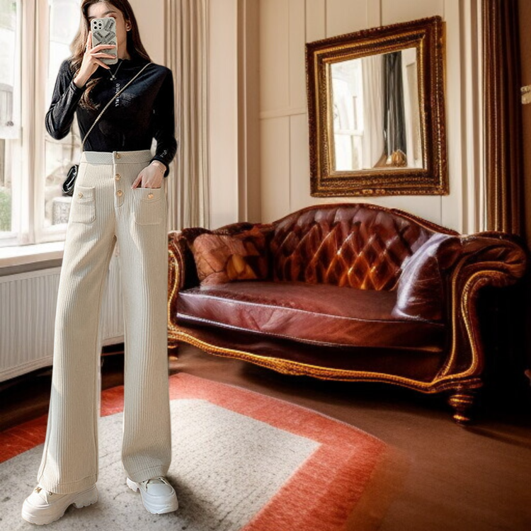 겨울용 여성 와이드 팬츠 착용 예시