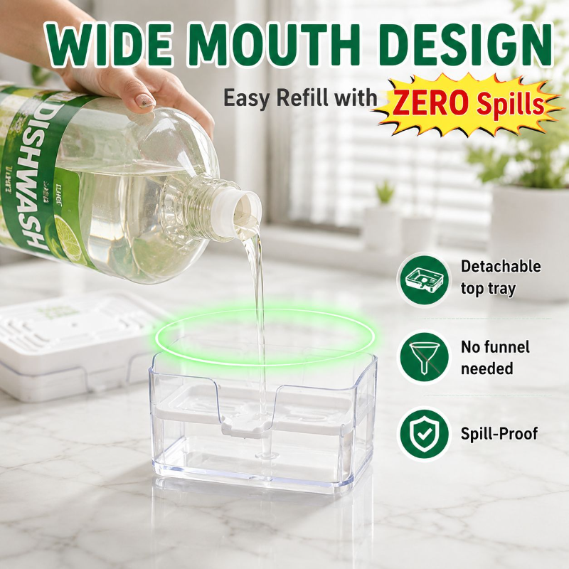 Dispensador automático de jabón multifuncional, fácil de presionar, ideal para limpieza de cocina