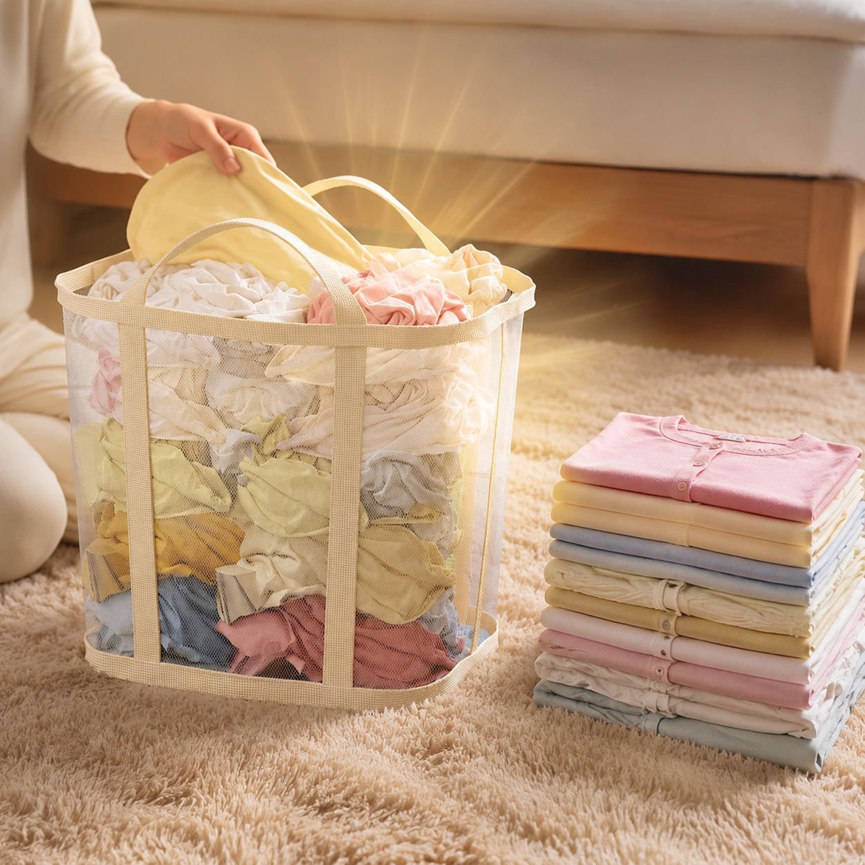 Panier à linge mural pliable en position ouverte