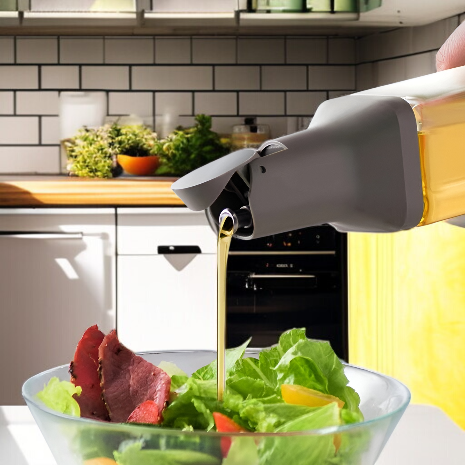 家庭用ガラス製オイルボトル 調味料入れ 醤油・酢・香油用 防漏デザイン