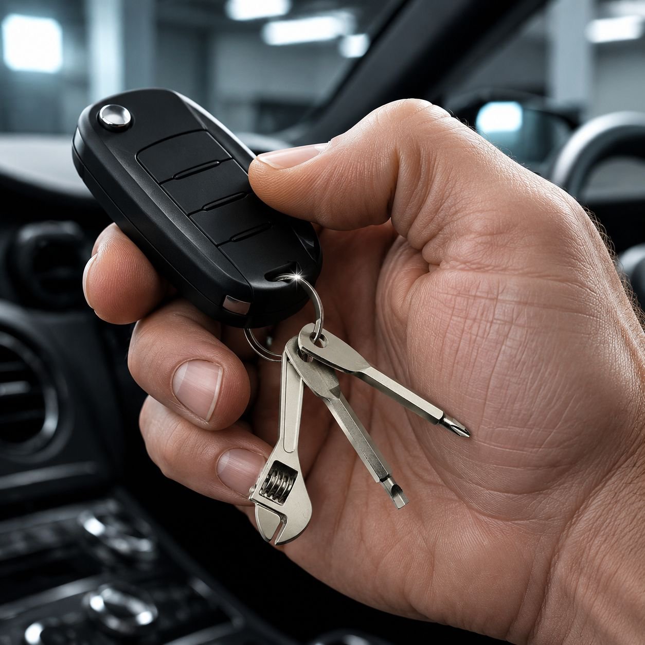 Multifunctional Wrench Keychain Bottle Opener Metal Pendant