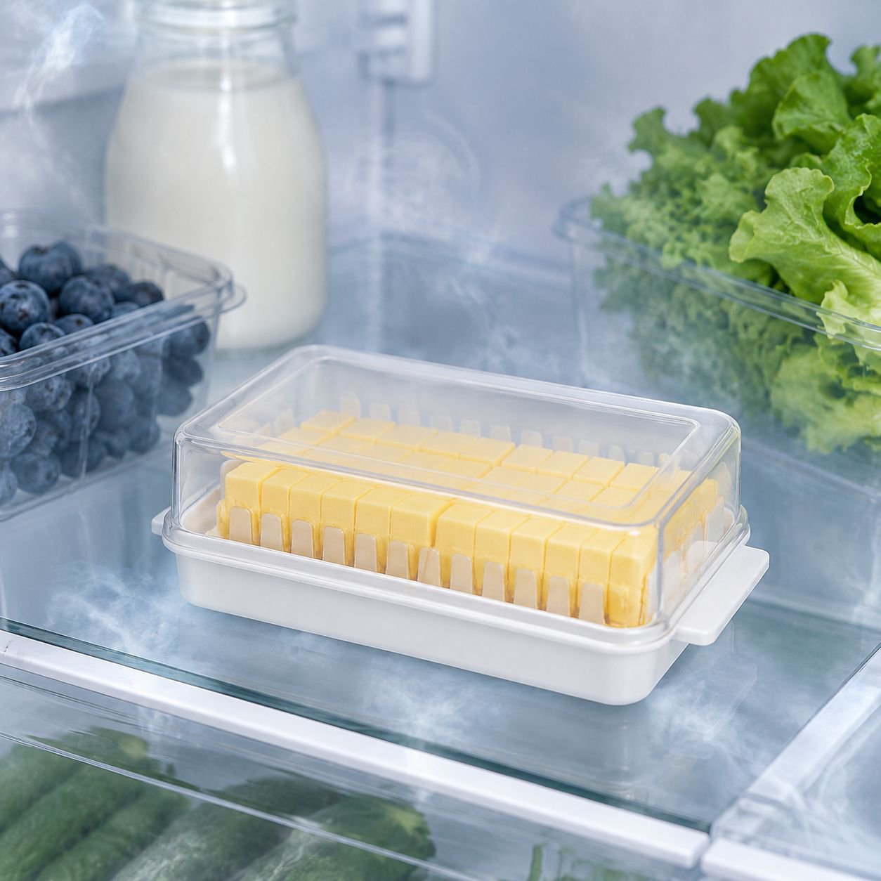 Caja japonesa para almacenar y cortar queso y mantequilla con tapa