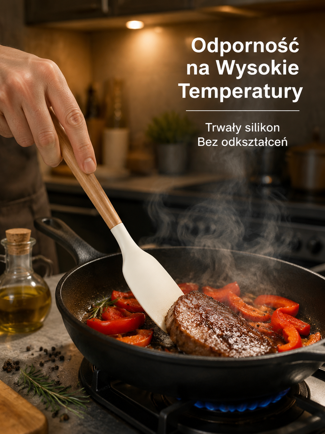 Zestaw silikonowych łopatek i łyżek kuchennych wielofunkcyjnych, odpornych na wysoką temperaturę