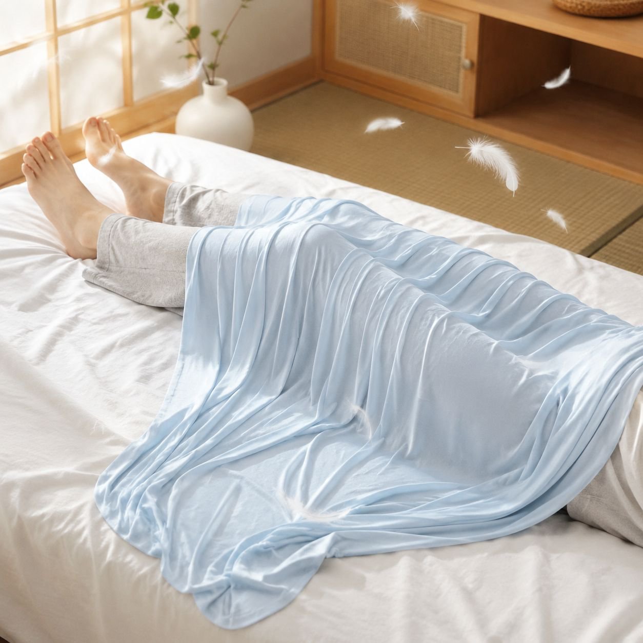 肌に優しいアイスシルク素材の説明