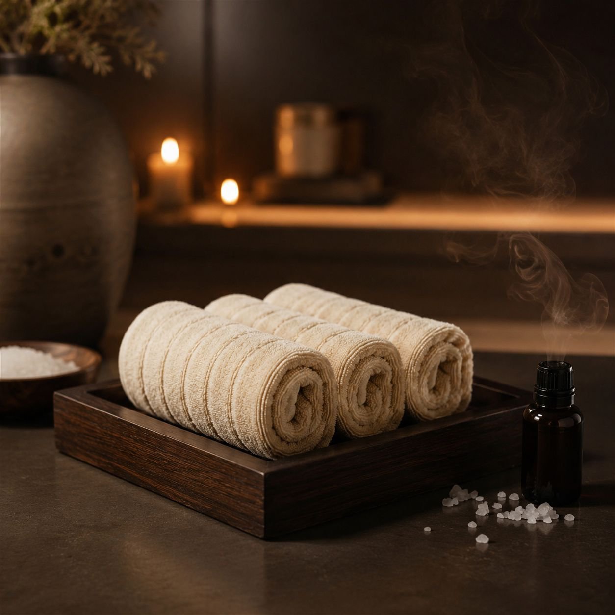 Close-up of premium cotton towel texture
