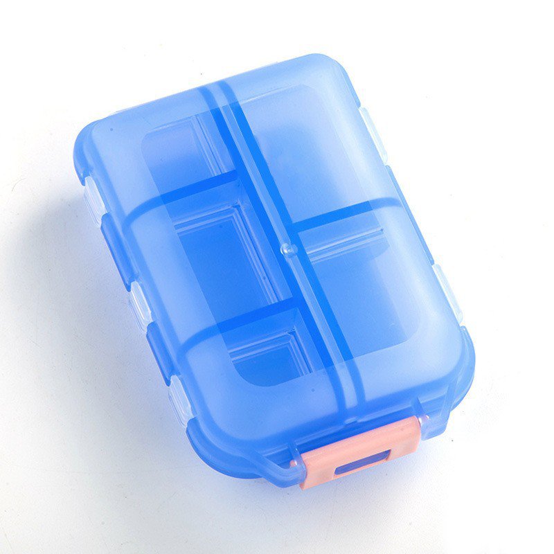 Portable transparent 10-compartment sealed pill box