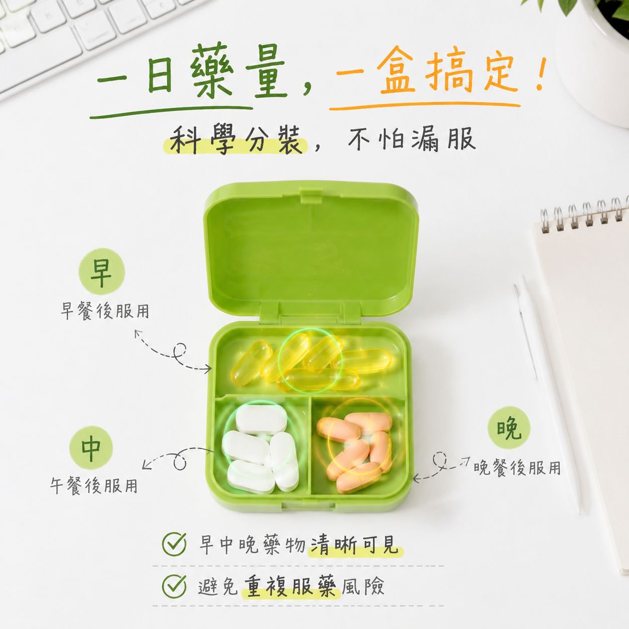 便攜式藥品分裝收納盒，旅行隨身藥丸盒