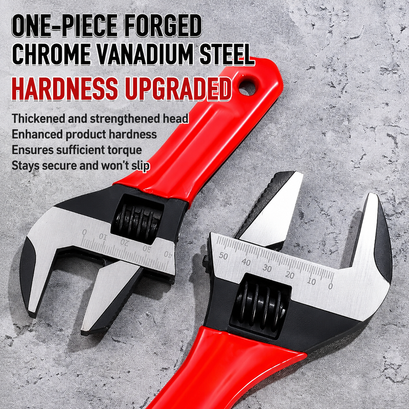 JMY-All-Steel Extra-Large Opening Short Handle Adjustable Wrench