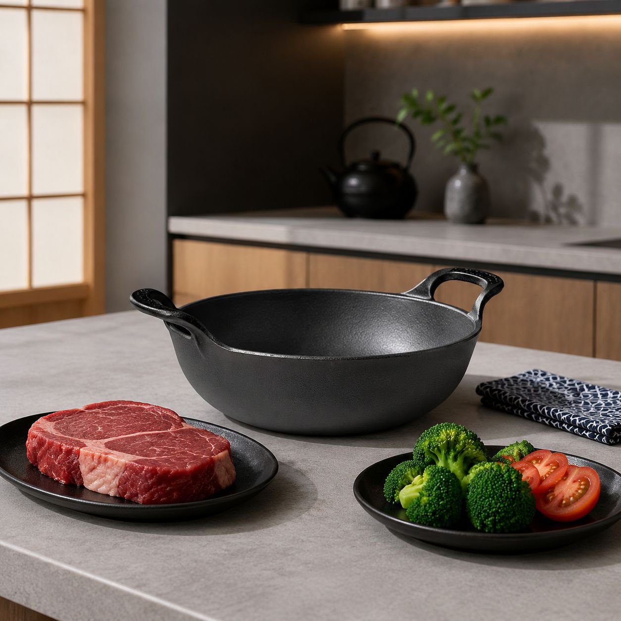 Pot en fonte style japonais avec design élégant