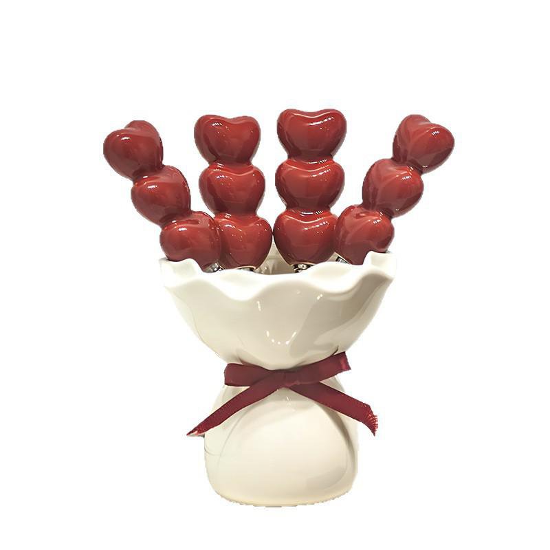Elegantes Keramik-Fruchtgabel-Set mit praktischem Aufbewahrungstopf