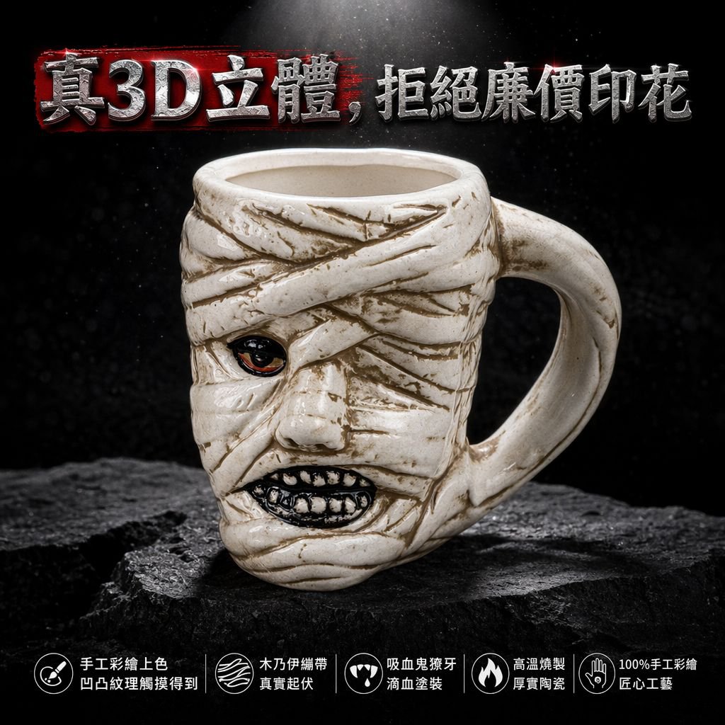 萬聖節幽靈繃帶馬克杯 創意殭屍立體造型杯