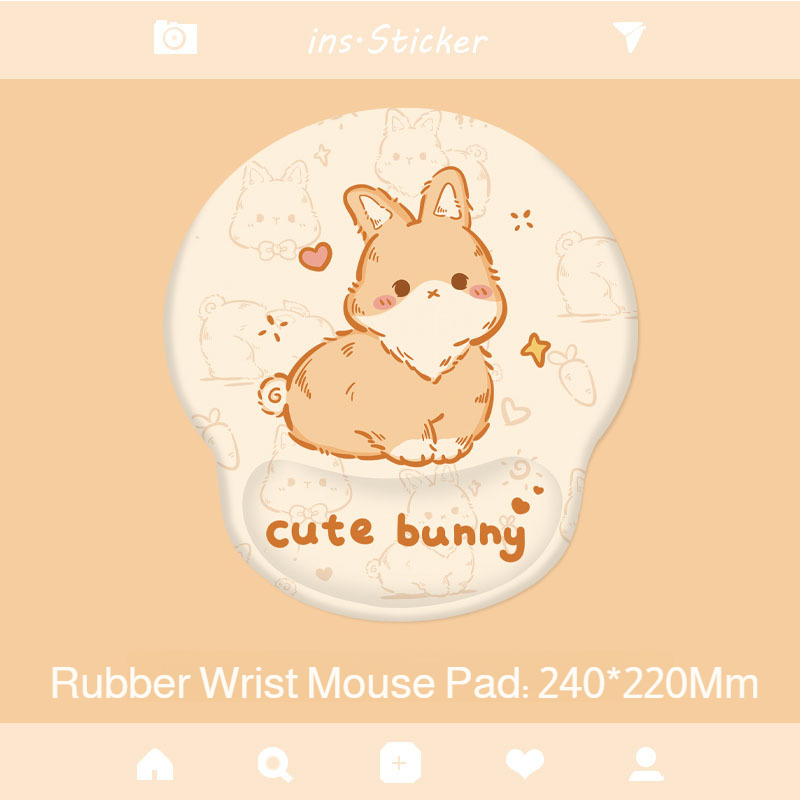 Cute Bunny Mouse Pad with Wrist Rest Cartoon Desk Mat for Girls