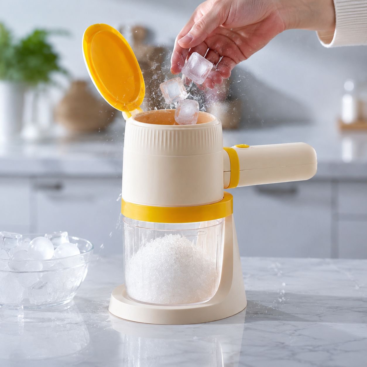 Electric ice shaver, smoothie maker for home use [1-second ice dispensing], suitable for all ice typ