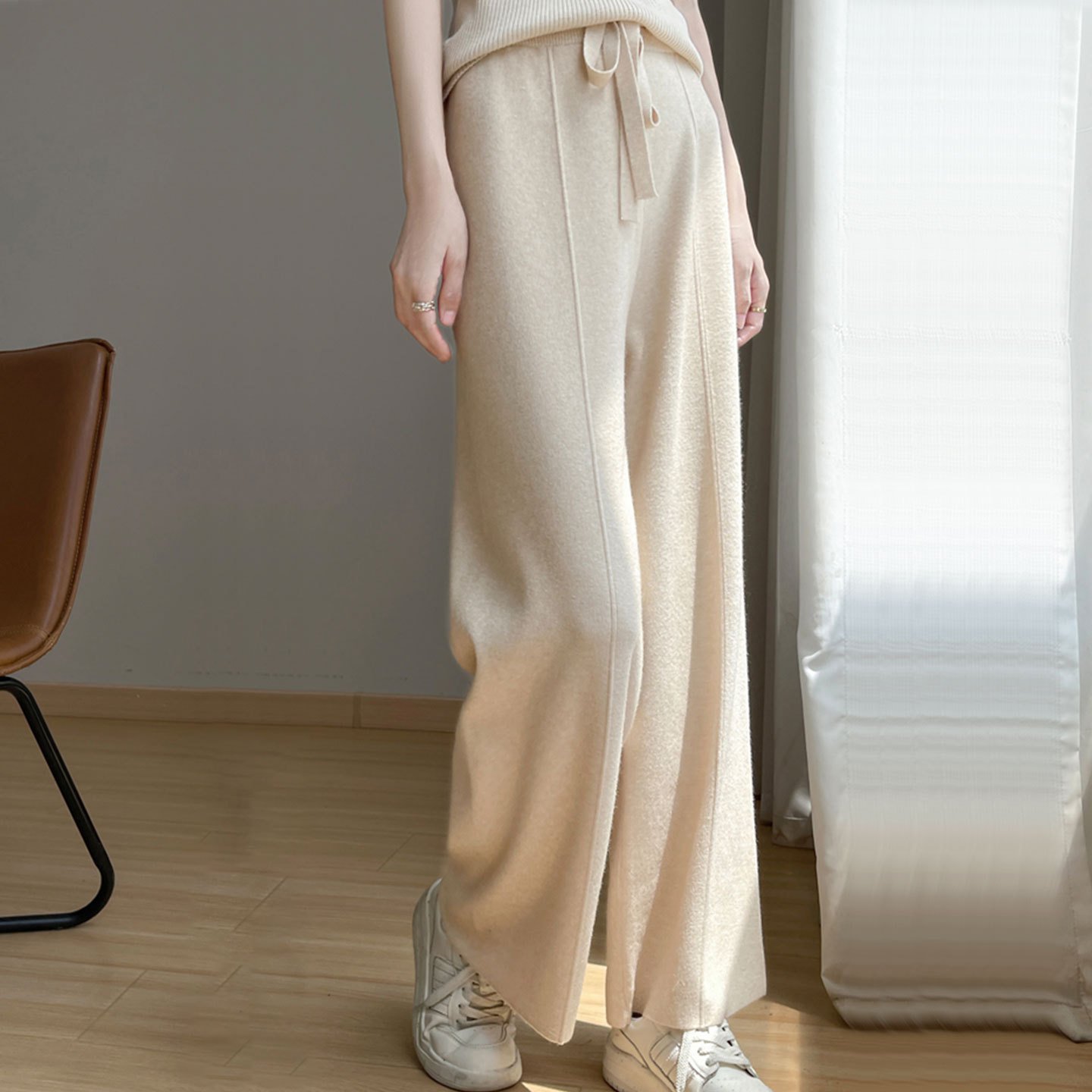 りウールスリムストレートパンツ レディース