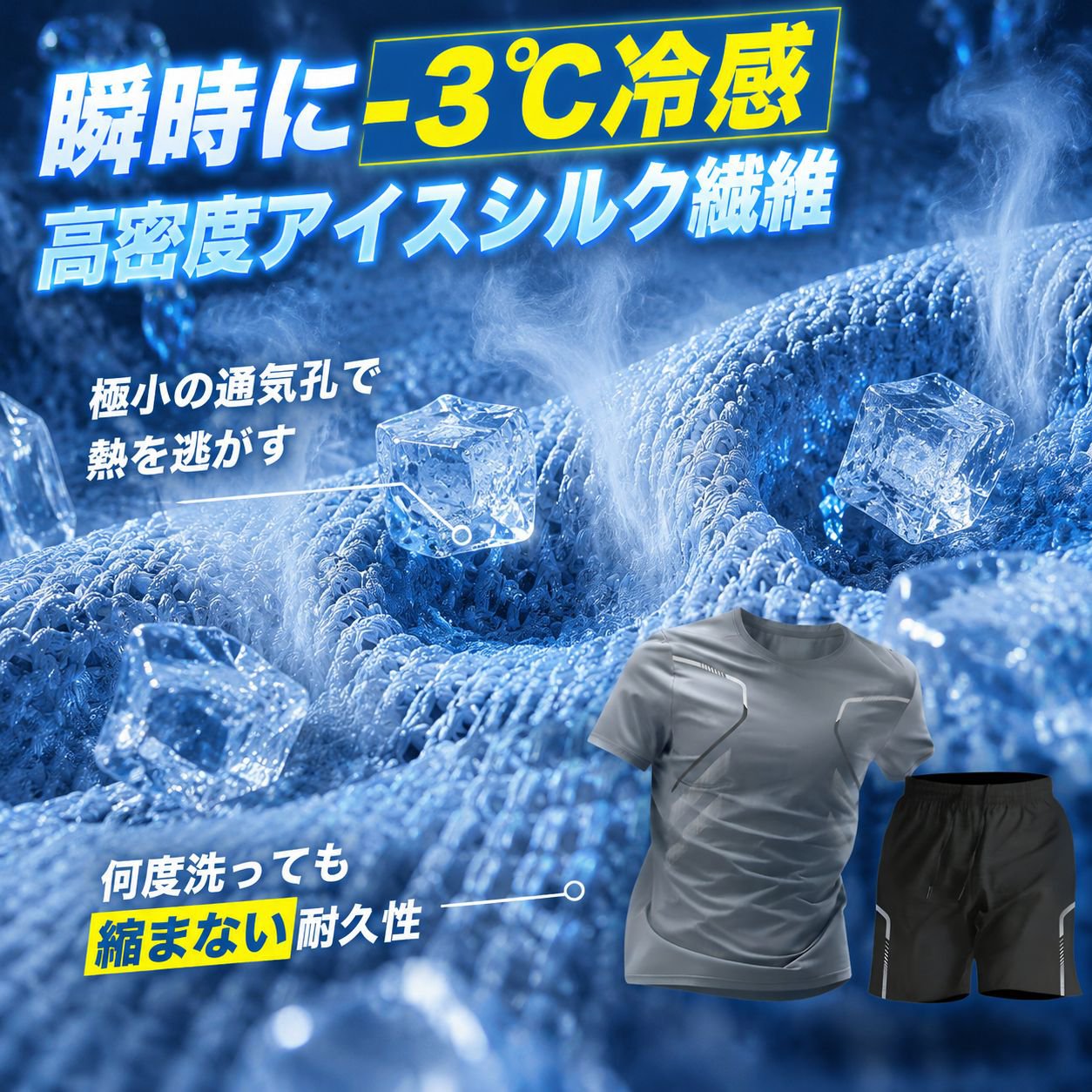 メンズ速乾スポーツウェアセット ランニングジムTシャツ＋ショーツ2点セット