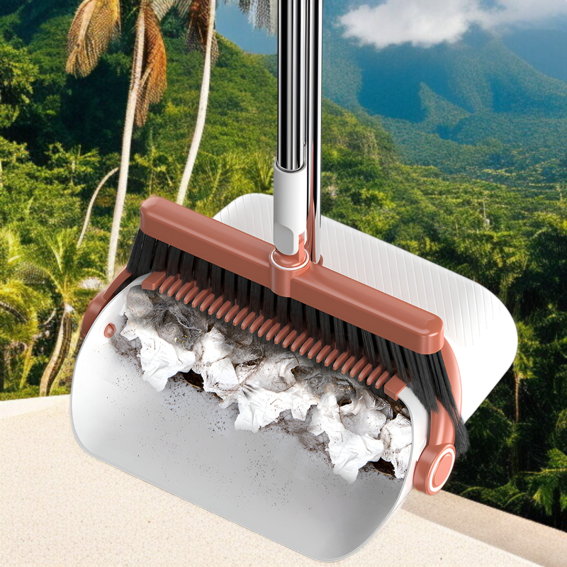 折りたたみ式家庭用ほうきとちりとりセット全体像