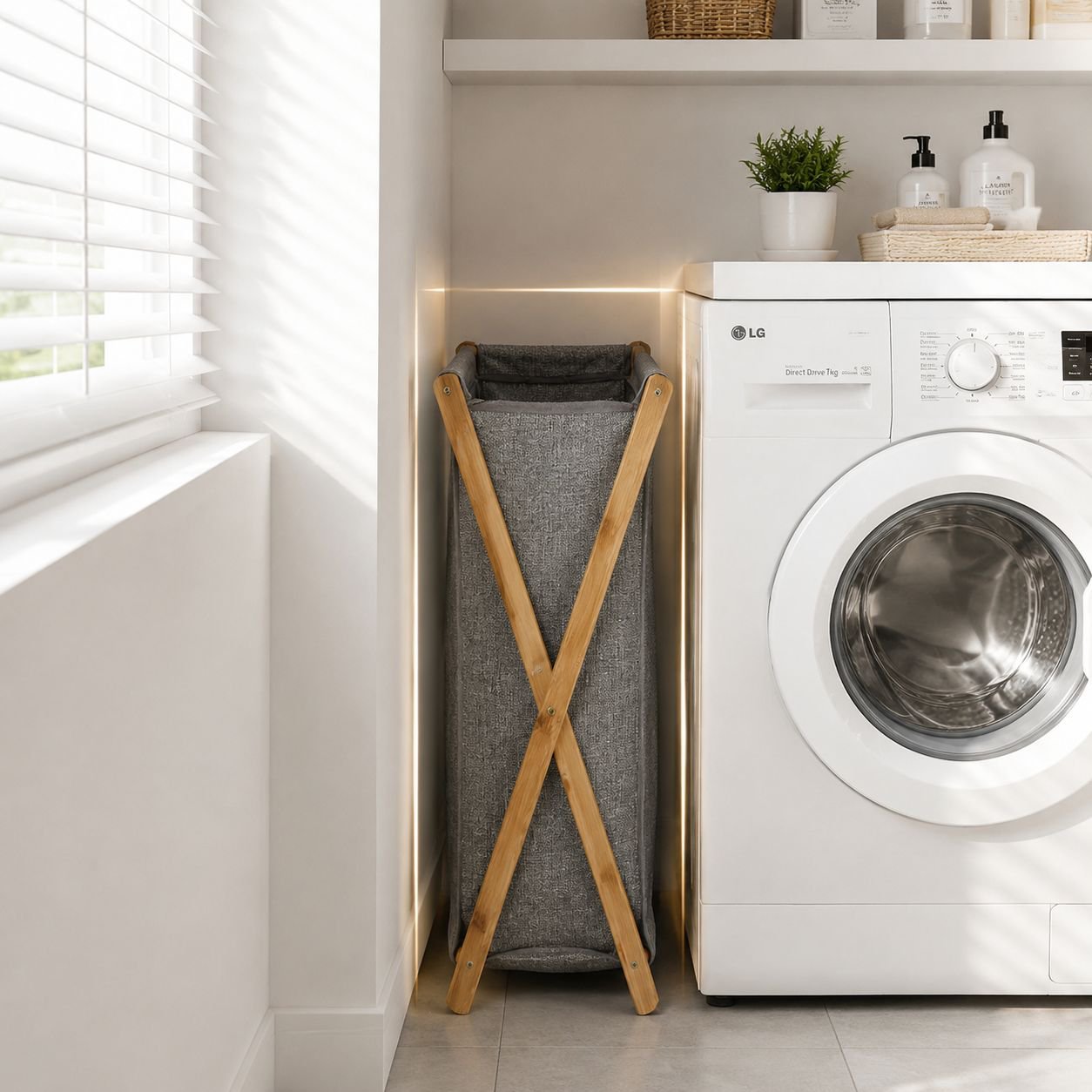 Sturdy Eco Bamboo Laundry Hamper, Foldable Design, Ideal for Home Storage