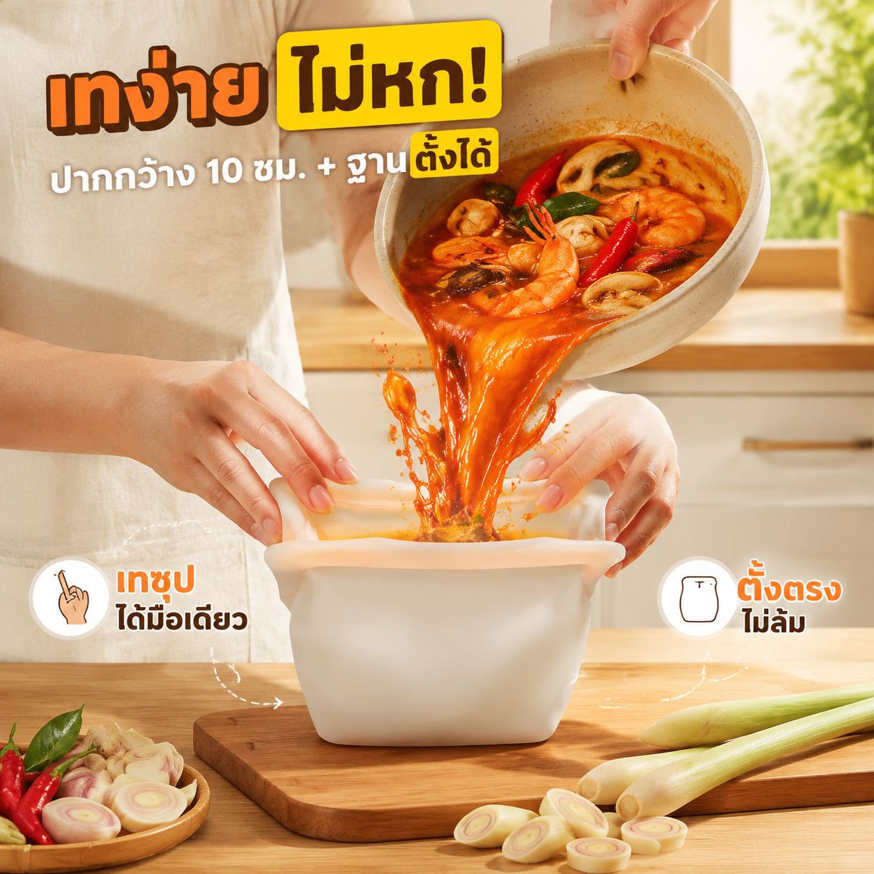 ถุงซิลิโคนเก็บอาหารขนาดใหญ่ ใช้ซ้ำได้