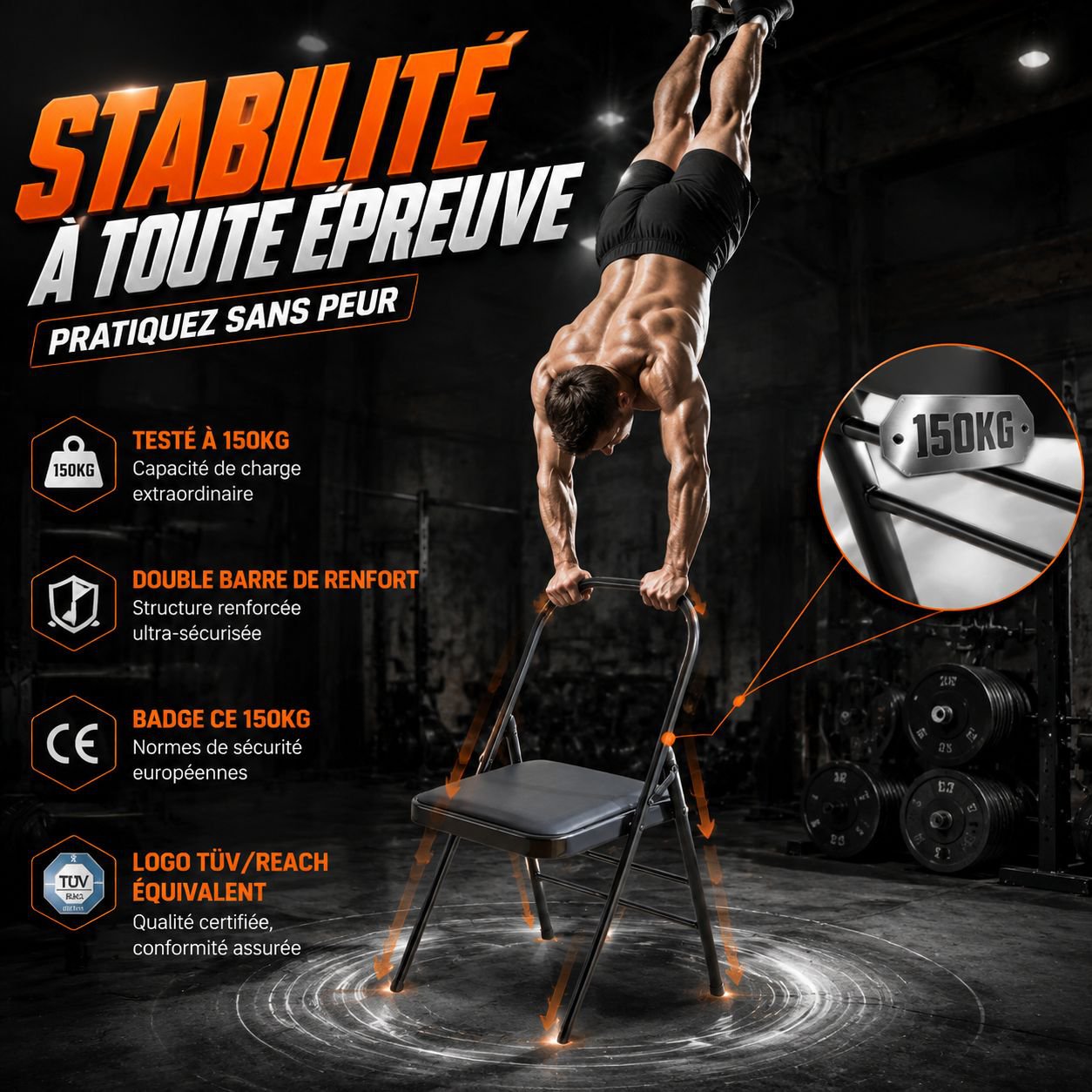 Chaise de yoga polyvalente Labiros, chaise d'assistance fitness
