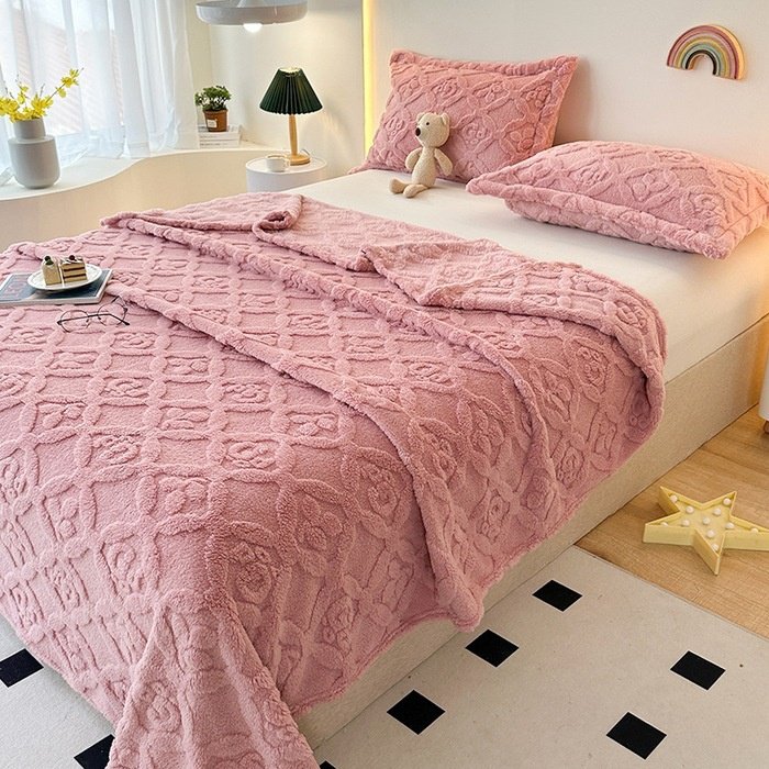 Samt Verdickte Korallenfleece Jacquard Decke Überwurfdecke