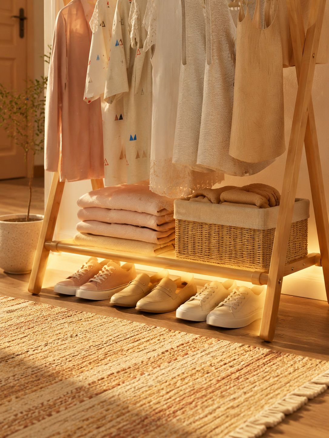 Foldable bamboo clothes hanger for eco-friendly home